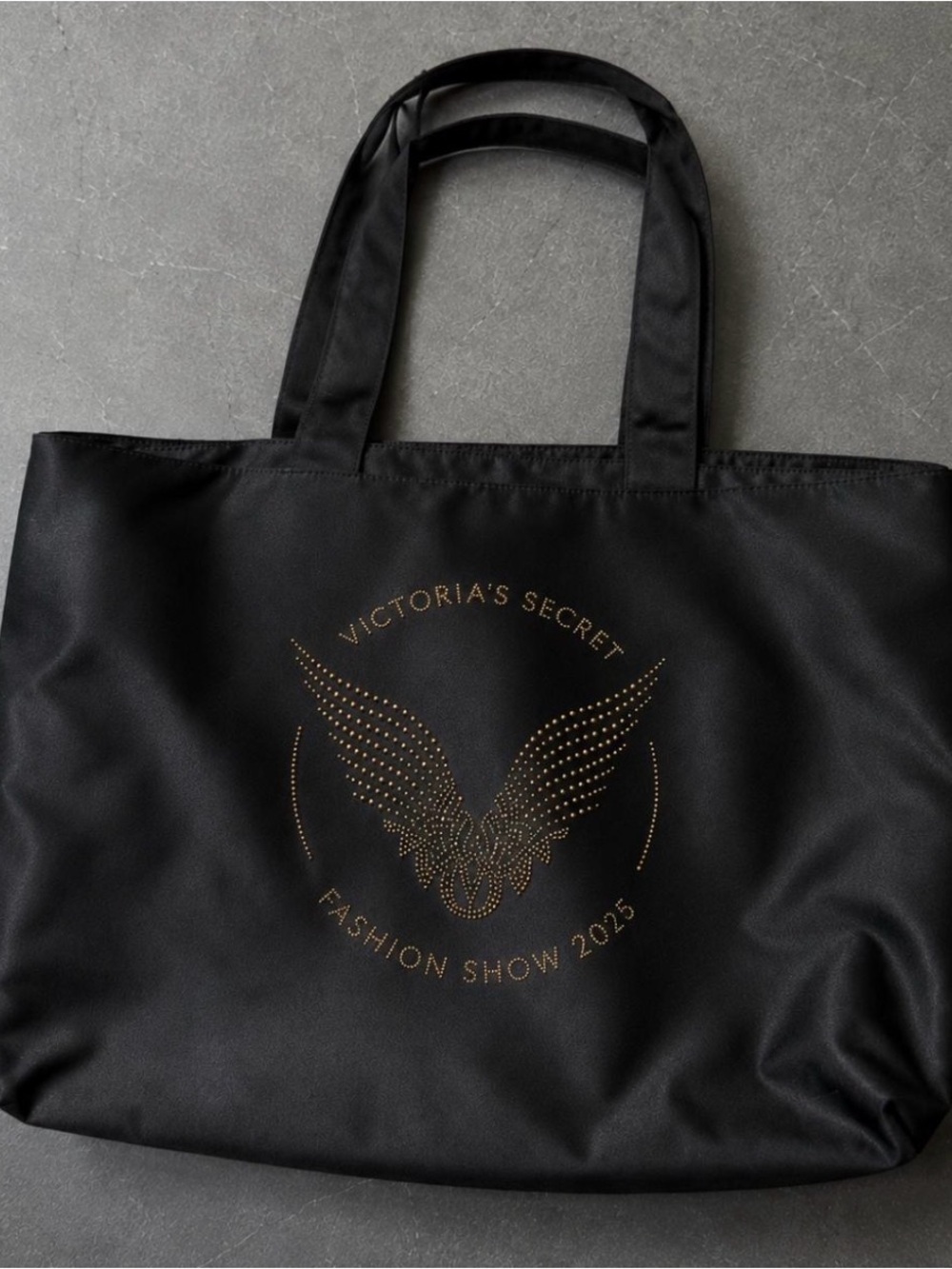 Victoria's Secret Black Tote with Gold Stud Wing Logo